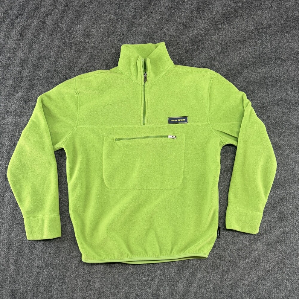 Vtg Polo Sport Ralph Lauren Fleece Pullover Mens Small Green 1/4 Zip Polartec